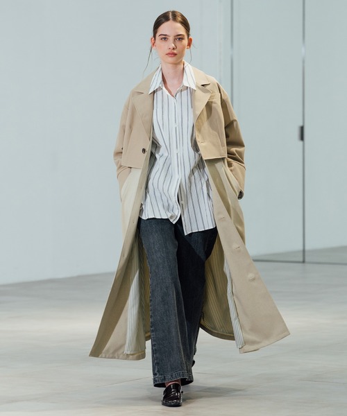 CITY TOKYO（シティトウキョウ）の「【CITY TOKYO/シティートウキョウ】ﾀｯｷﾝｸﾞｵｰﾊﾞｰｼｬﾂ（シャツ/ブラウス・レディース・ホワイト/ストライプ・FREE）」の18枚目の写真