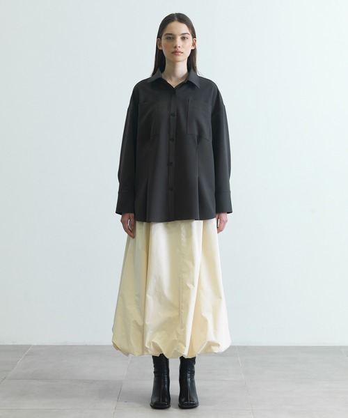 CITY TOKYO（シティトウキョウ）の「【CITY TOKYO/シティートウキョウ】ﾀｯｷﾝｸﾞｵｰﾊﾞｰｼｬﾂ（シャツ/ブラウス・レディース・ホワイト/ストライプ・FREE）」の4枚目の写真