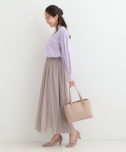 SHOO・LA・RUE（シューラルー）の「【2WAY】さりげないサイド配色がポイント きれいめトートバッグ（トートバッグ・レディース・アイボリー/ブラック/ブラウン系その他・00）」の20枚目の写真