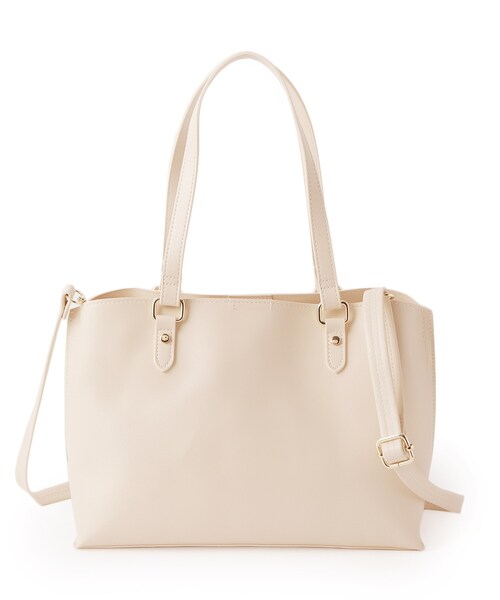 SHOO・LA・RUE（シューラルー）の「【2WAY】さりげないサイド配色がポイント きれいめトートバッグ（トートバッグ・レディース・アイボリー/ブラック/ブラウン系その他・00）」の21枚目の写真