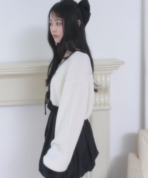 WEGO（ウィゴー）の「WEGO/【26年春新作】リボンカーディガン（カーディガン/ボレロ・レディース・ブラック系その他5/オフホワイト・FREE）」の22枚目の写真