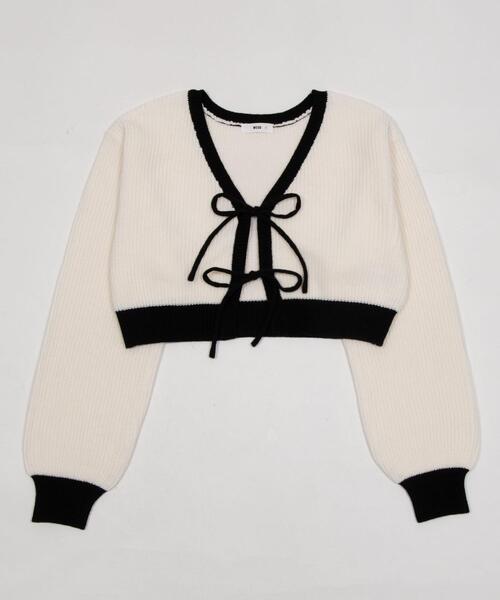 WEGO（ウィゴー）の「WEGO/【26年春新作】リボンカーディガン（カーディガン/ボレロ・レディース・ブラック系その他5/オフホワイト・FREE）」の9枚目の写真