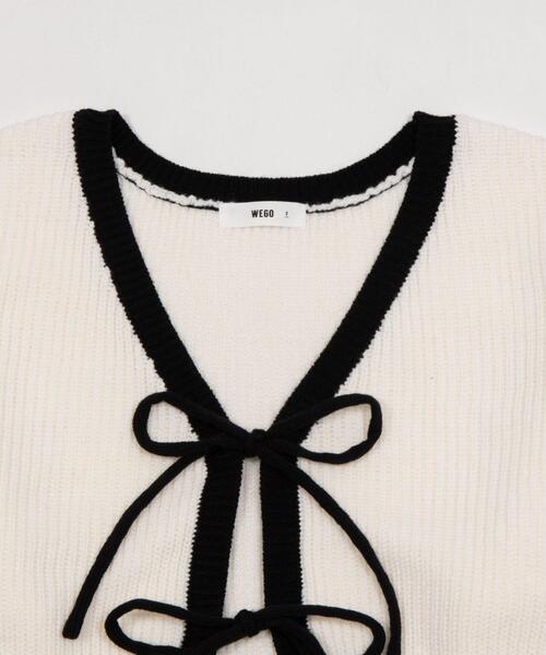WEGO（ウィゴー）の「WEGO/【26年春新作】リボンカーディガン（カーディガン/ボレロ・レディース・ブラック系その他5/オフホワイト・FREE）」の11枚目の写真