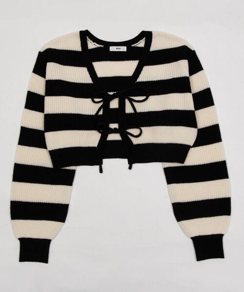 WEGO（ウィゴー）の「WEGO/【26年春新作】リボンカーディガン（カーディガン/ボレロ・レディース・ブラック系その他5/オフホワイト・FREE）」の8枚目の写真