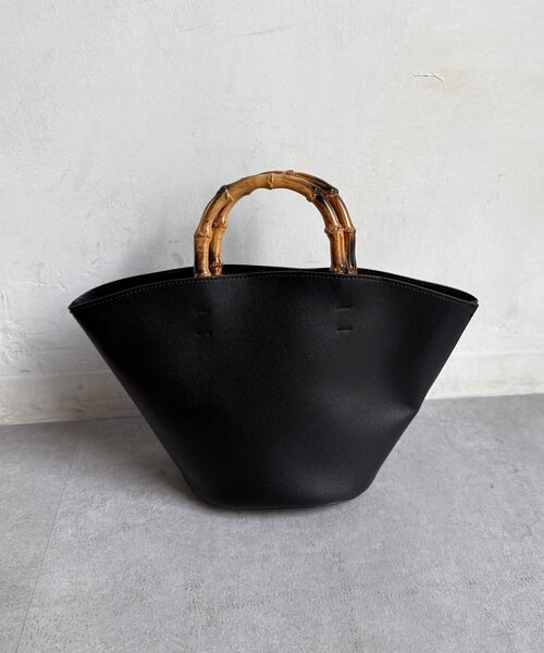 Chez toi（シェトワ）の「バンブーライク2WAYショルダー（トートバッグ・レディース・ライトグレー/ブラウン/ブラック・FREE）」の4枚目の写真