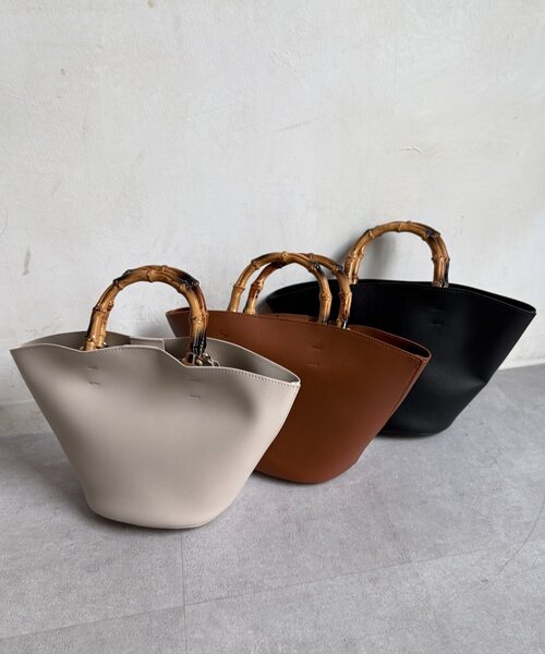 Chez toi（シェトワ）の「バンブーライク2WAYショルダー（トートバッグ・レディース・ライトグレー/ブラウン/ブラック・FREE）」の11枚目の写真