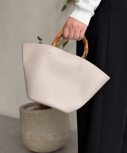 Chez toi（シェトワ）の「バンブーライク2WAYショルダー（トートバッグ・レディース・ライトグレー/ブラウン/ブラック・FREE）」の12枚目の写真