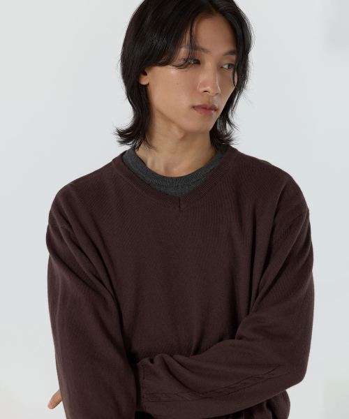 JUAN HOMME(ジュアンオム)の「リファインドVネックニット(ブラウン)(ニット/セーター・メンズ・その他・LARGE/MEDIUM)」の4枚目の写真