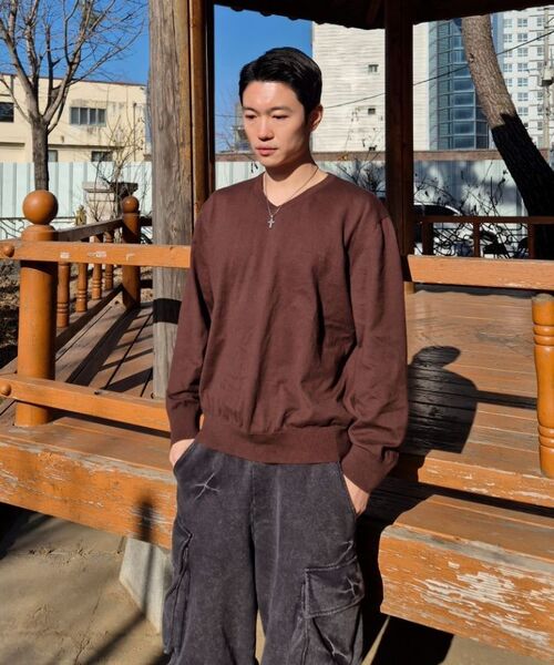 JUAN HOMME(ジュアンオム)の「リファインドVネックニット(ブラウン)(ニット/セーター・メンズ・その他・LARGE/MEDIUM)」の11枚目の写真