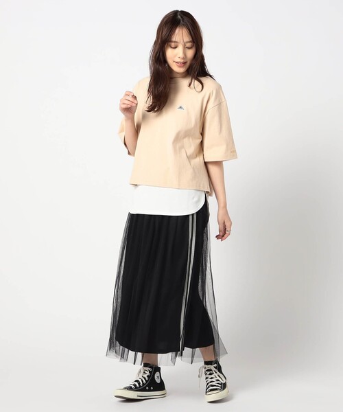 Grand PARK（グランドパーク）の「サイドライン　チュールスカート（スカート・レディース・チャコールグレー/ブラック/ホワイト・FREE）」の6枚目の写真