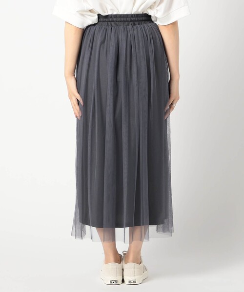 Grand PARK（グランドパーク）の「サイドライン　チュールスカート（スカート・レディース・チャコールグレー/ブラック/ホワイト・FREE）」の7枚目の写真