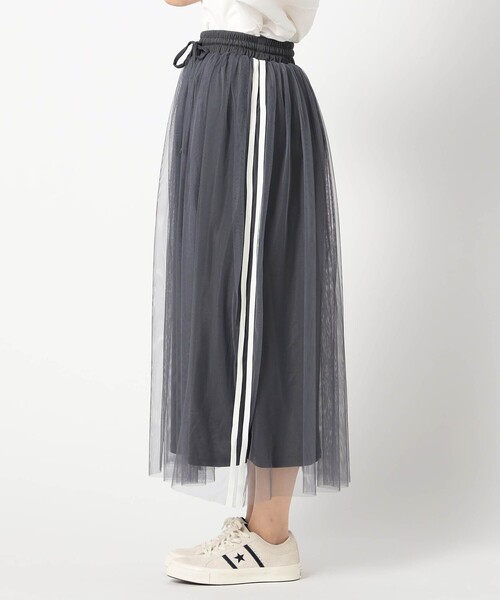 Grand PARK（グランドパーク）の「サイドライン　チュールスカート（スカート・レディース・チャコールグレー/ブラック/ホワイト・FREE）」の8枚目の写真