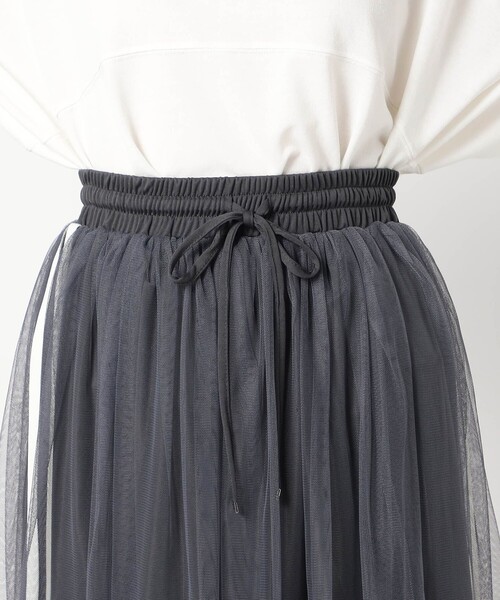 Grand PARK（グランドパーク）の「サイドライン　チュールスカート（スカート・レディース・チャコールグレー/ブラック/ホワイト・FREE）」の9枚目の写真