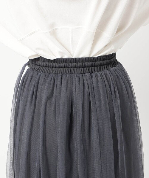 Grand PARK（グランドパーク）の「サイドライン　チュールスカート（スカート・レディース・チャコールグレー/ブラック/ホワイト・FREE）」の10枚目の写真
