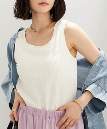 ジャカード素材カップ付タンクトップ