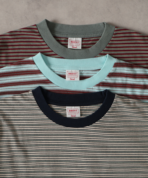 JOURNAL STANDARD J.S HOMESTEAD（ジャーナルスタンダードホームステッド）の「BRENT / ブレント 別注 ボーダー ポケット Tシャツ 2（Tシャツ/カットソー・メンズ・ライトグリーン/ブルー系その他/ベージュ・LARGE/MEDIUM）」の5枚目の写真