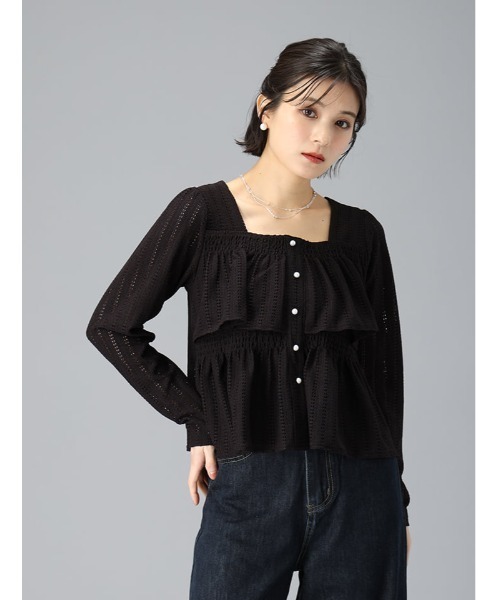 fifth（フィフス）の「スクエアネックフリルティアードトップス（Tシャツ/カットソー・レディース・ブラック/ホワイト・M）」の8枚目の写真