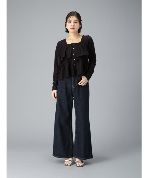 fifth（フィフス）の「スクエアネックフリルティアードトップス（Tシャツ/カットソー・レディース・ブラック/ホワイト・M）」の10枚目の写真