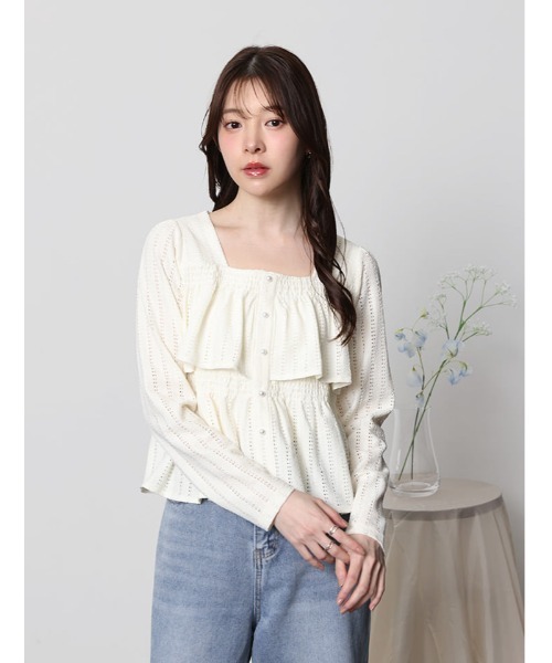 fifth（フィフス）の「スクエアネックフリルティアードトップス（Tシャツ/カットソー・レディース・ブラック/ホワイト・M）」の14枚目の写真