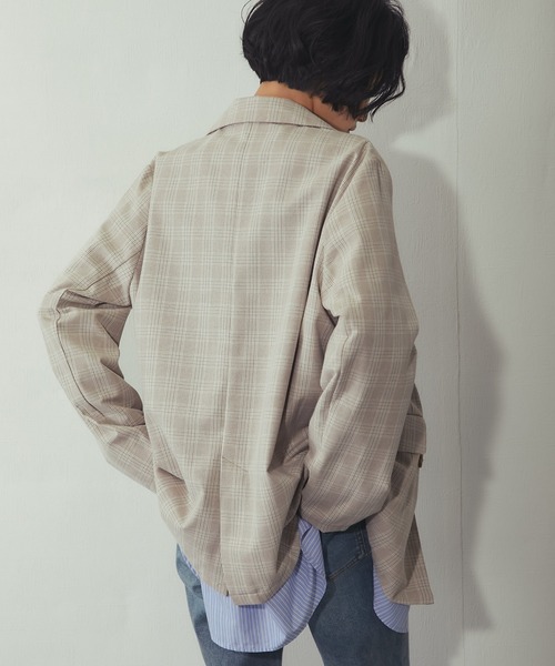 ANOTHER S（アナザーエス）の「チェック柄 ダブルテーラード ジャケット（テーラードジャケット・レディース・ベージュ/グレー・FREE）」の7枚目の写真
