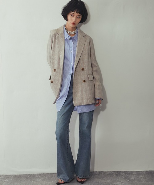 ANOTHER S（アナザーエス）の「チェック柄 ダブルテーラード ジャケット（テーラードジャケット・レディース・ベージュ/グレー・FREE）」の15枚目の写真