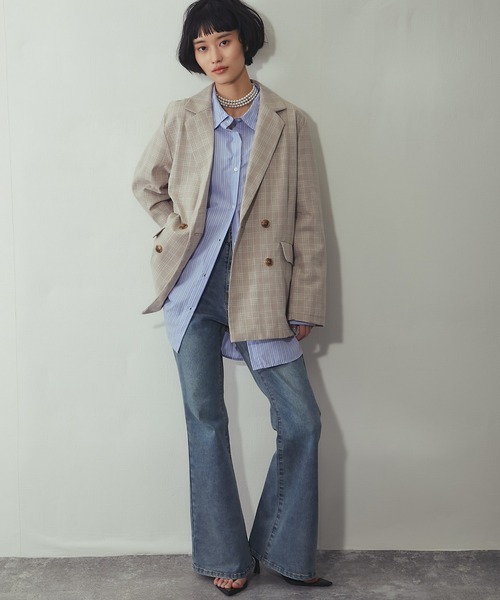 ANOTHER S（アナザーエス）の「チェック柄 ダブルテーラード ジャケット（テーラードジャケット・レディース・ベージュ/グレー・FREE）」の12枚目の写真