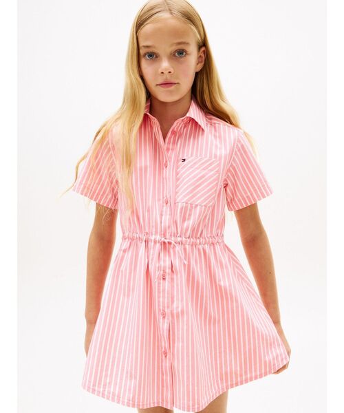 TOMMY HILFIGER（トミーヒルフィガー）の「POPLIN STRIPES SHIRT DRESS（ワンピース・キッズ・ピンク/ブルー・140cm/150cm/160cm/130cm）」の2枚目の写真