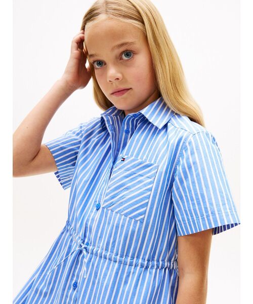 TOMMY HILFIGER（トミーヒルフィガー）の「POPLIN STRIPES SHIRT DRESS（ワンピース・キッズ・ピンク/ブルー・140cm/150cm/160cm/130cm）」の3枚目の写真