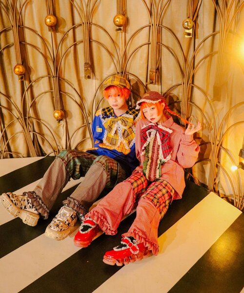 CIAOPANIC（チャオパニック）の「【I’ｍ×CIAOPANIC】変身レイヤードチェックパンツ（その他パンツ・レディース・グリーン/ピンク・ONE SIZE）」の13枚目の写真