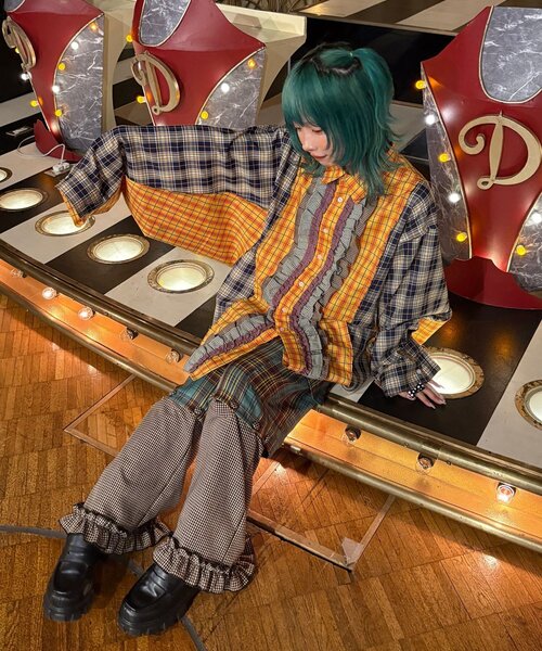 CIAOPANIC（チャオパニック）の「【I’ｍ×CIAOPANIC】変身レイヤードチェックパンツ（その他パンツ・レディース・グリーン/ピンク・ONE SIZE）」の15枚目の写真