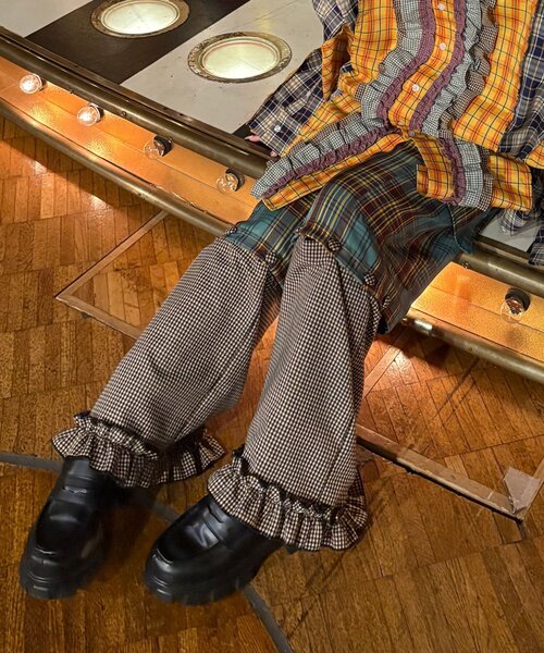 CIAOPANIC（チャオパニック）の「【I’ｍ×CIAOPANIC】変身レイヤードチェックパンツ（その他パンツ・レディース・グリーン/ピンク・ONE SIZE）」の16枚目の写真