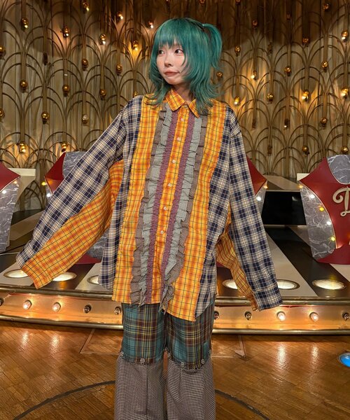 CIAOPANIC（チャオパニック）の「【I’ｍ×CIAOPANIC】変身レイヤードチェックパンツ（その他パンツ・レディース・グリーン/ピンク・ONE SIZE）」の19枚目の写真