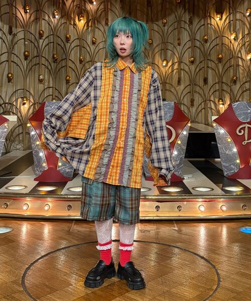 CIAOPANIC（チャオパニック）の「【I’ｍ×CIAOPANIC】変身レイヤードチェックパンツ（その他パンツ・レディース・グリーン/ピンク・ONE SIZE）」の20枚目の写真