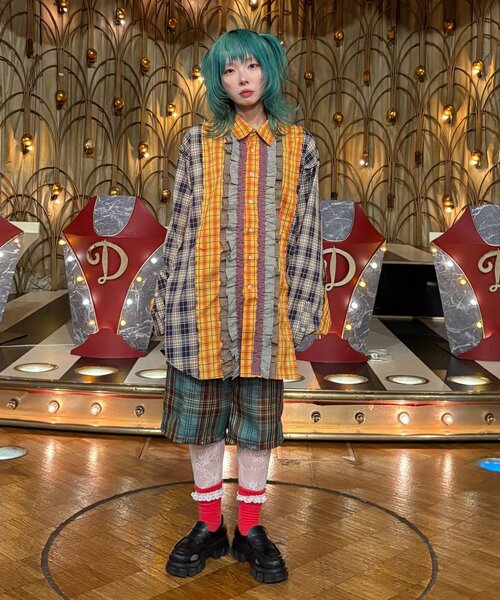 CIAOPANIC（チャオパニック）の「【I’ｍ×CIAOPANIC】変身レイヤードチェックパンツ（その他パンツ・レディース・グリーン/ピンク・ONE SIZE）」の21枚目の写真