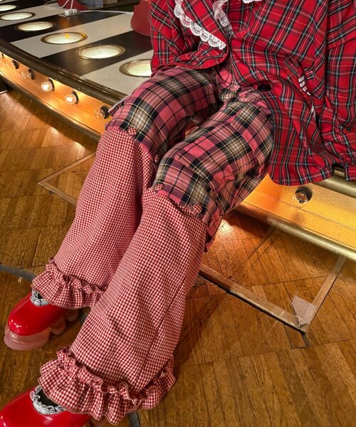 CIAOPANIC（チャオパニック）の「【I’ｍ×CIAOPANIC】変身レイヤードチェックパンツ（その他パンツ・レディース・グリーン/ピンク・ONE SIZE）」の22枚目の写真