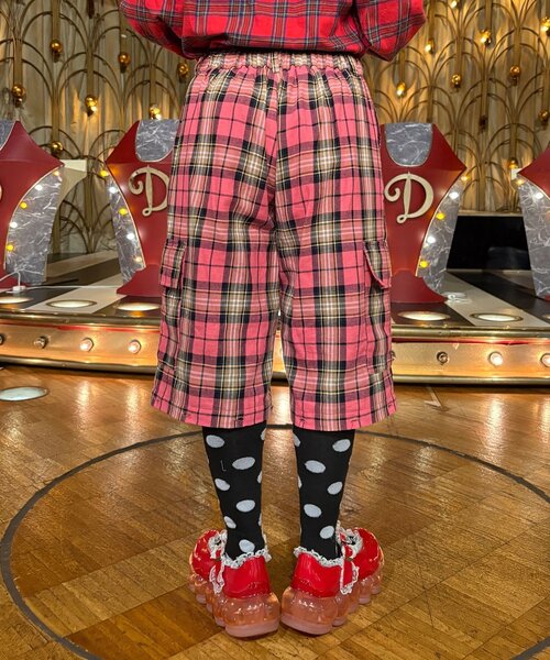 CIAOPANIC（チャオパニック）の「【I’ｍ×CIAOPANIC】変身レイヤードチェックパンツ（その他パンツ・レディース・グリーン/ピンク・ONE SIZE）」の5枚目の写真