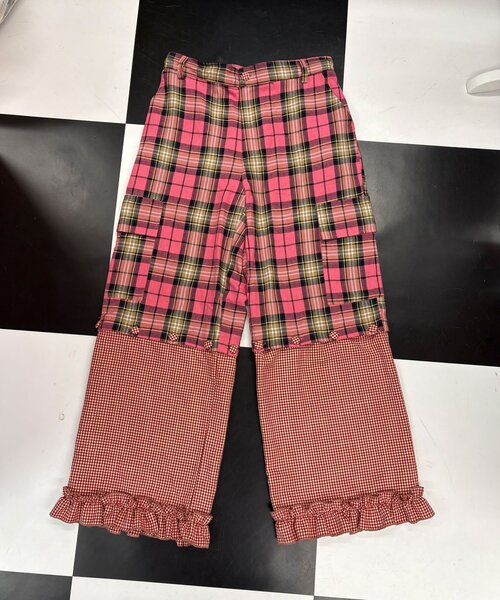 CIAOPANIC（チャオパニック）の「【I’ｍ×CIAOPANIC】変身レイヤードチェックパンツ（その他パンツ・レディース・グリーン/ピンク・ONE SIZE）」の6枚目の写真