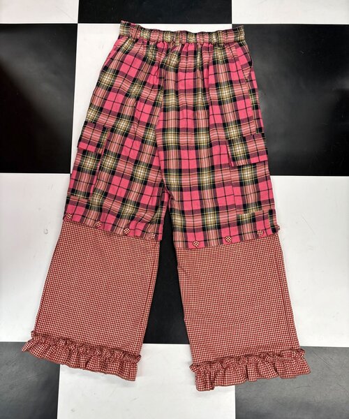CIAOPANIC（チャオパニック）の「【I’ｍ×CIAOPANIC】変身レイヤードチェックパンツ（その他パンツ・レディース・グリーン/ピンク・ONE SIZE）」の7枚目の写真