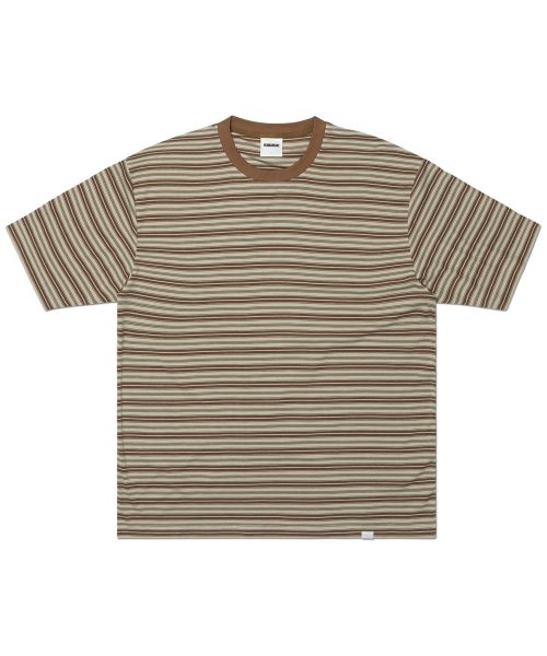 NOMANUAL(NOMANUAL)の「OFFBEAT STRIPE T-SHIRT - BROWN(Tシャツ/カットソー・レディース・その他・SMALL/MEDIUM/LARGE/X-LARGE)」の1枚目の写真