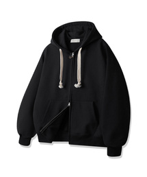 BAKKEN（バッケン）の「クラシック2ウェイボタン無地フードジップアップ BK7975_ブラック（パーカー）」