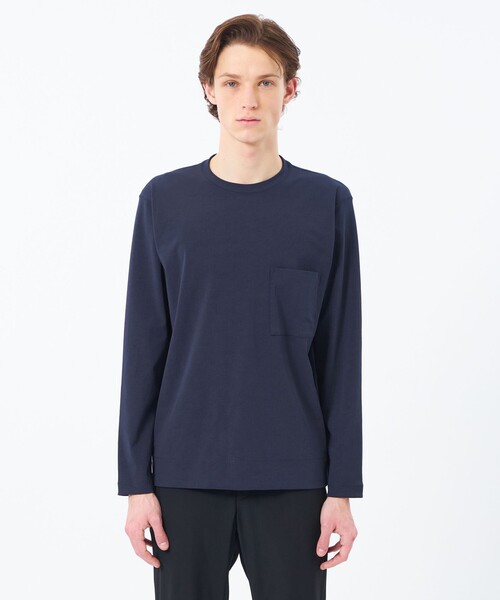 MACKINTOSH PHILOSOPHY(マッキントッシュ フィロソフィー)の「ブリテック クルーネックロンT ドライフラットストレッチクロス(Tシャツ/カットソー・メンズ・ブラック/ホワイト/ホワイト系その他/ダークネイビー・38/40)」の8枚目の写真