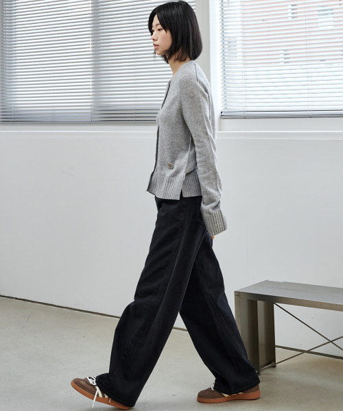 MALOUPE（マロップ）の「9151 カーブドカラー デニムパンツ (ブラック)（デニムパンツ・レディース・ブラック・26/28/30）」の7枚目の写真