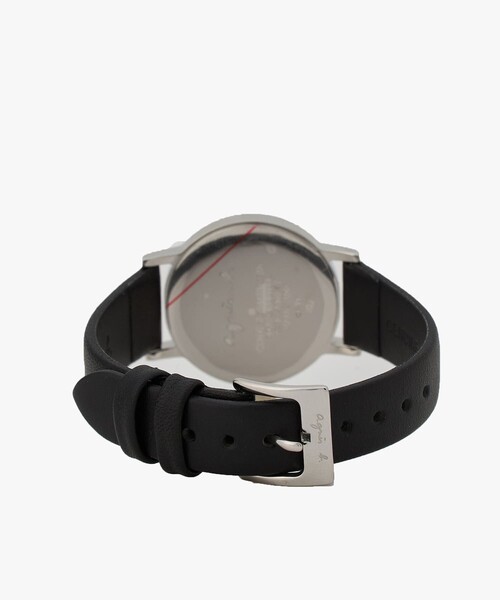 agnes b.（アニエスベー）の「ブラック レザー ラウンド ウォッチ "Marcello"（アナログ腕時計・レディース・ブラック・FREE）」の2枚目の写真