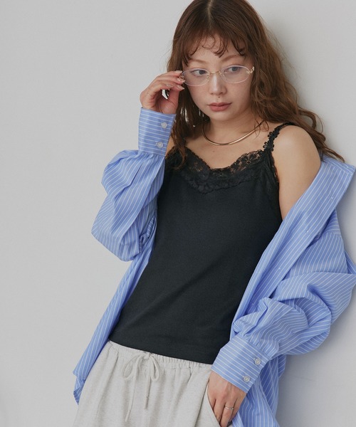 ad thie(アドティエ)の「フラワーレース リブキャミソール(キャミソール・レディース・オフホワイト/ブラック・FREE)」の21枚目の写真