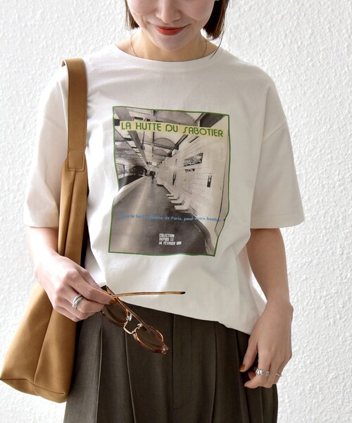SHIPS any別注】La Hutte:〈洗濯機可能〉デザイン ロゴ プリント TEE