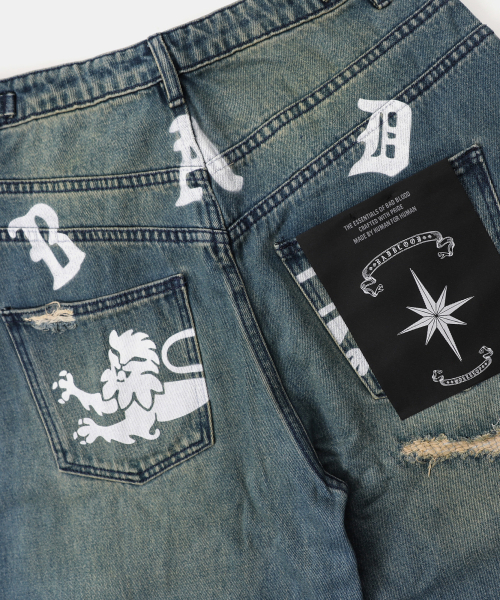 BADBLOOD（バッドブラッド）の「0309 ポールアウトコンベックスデニムパンツ - ミッドブルー（デニムパンツ・レディース・その他・SMALL/X-SMALL/XX-SMALL）」の2枚目の写真