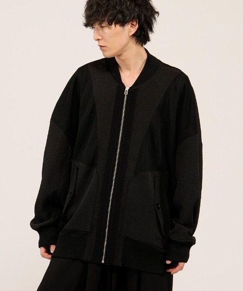 NO ID.(ノーアイディ)の「mj11500- チェンジングシアーニット MA-1 BLZ ブルゾン(458010-480B)(ブルゾン・メンズ・ストライプ/ブラック/グレー・ONE SIZE)」の22枚目の写真