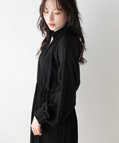SUGAR BISKET(シュガービスケット)の「ジョーゼット プリーツ ドッキング ワンピース(ワンピース・レディース・ネイビー/ブラック/ライトグレー・フリー)」の13枚目の写真