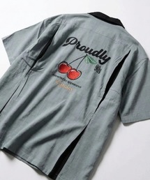 2026SS POWER TO THE PEOPLE /パワートゥザピープル レーヨン デニム ヒッコリー バック刺繍シャツ ボーリング/ワーク/オープンカラー レディース メンズ