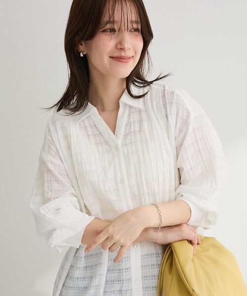 Green Parks(グリーンパークス)の「シアーチェックシャツワンピース(シャツワンピース・レディース・オレンジ/ブラック/オフホワイト・FREE)」の8枚目の写真